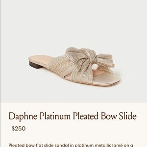 New Loeffler Randall Daphne Pleated Platinum Bow Slide